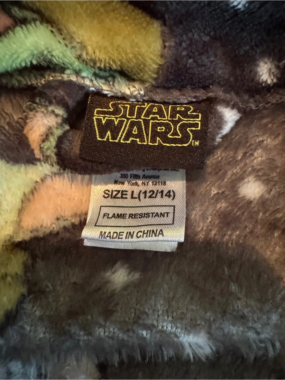 The Mandalorian Grogu Fleece Robe‎ - Black & Green Size Large